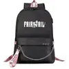 Mochila escolar USB de dibujos animados transfronteriza de cola de hadas para jóvenes de primaria y secundaria, mochila casual con cinta para hombres y mujeres