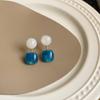 Aretes de Corazón Azul Klein para Mujer, Aretes Acrílicos Geométricos Pequeños y Frescos Estilo Coreano, Aretes Personalizados de Moda de Alta Gama