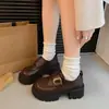 Zapatos de mujer de cuero estilo británico con tacón grueso, versátiles para primavera y otoño 2026, estilo universitario, mocasines Mary Jane de suela gruesa para aumentar la altura para mujeres menudas