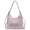 Bolsa Grande de Camurça Texturizada de Verão 2026 Nova Versátil Estampa de Letras Grande Capacidade Bolsa Feminina para o Trabalho Ombro Tote Bag