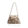 Bolsa Tejida Calada para Teléfono Móvil Estilo Coreano 2026 para Mujer, Bolso de Hombro de Punto Colorido, Bolso de Hombro Casual Simple