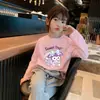 Camiseta de Manga Larga de Algodón Puro con Estampado de Dibujos Animados para Niñas Estilo Coreano Moderna Holgada Moda para Bebé Camiseta Base Trendy