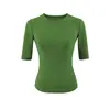 Camiseta Justa Spicy Girl de Cinco Mangas/Mangas Médias Feminina Verão 2026 Versátil Estilo Esportivo Ombro Normal Cor Sólida Camada de Base Tendência