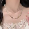 Collar de Perlas de Azúcar de Zirconia Colorida para Mujer, Cadena de Clavícula de Lujo de Gama Alta de Nicho con Sentido de Diseño, Joyería de Cadena para el Cuello con Perlas