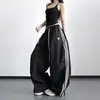 Pantalones deportivos retro americanos de tres rayas de pierna ancha para mujeres y hombres, estilo hip-hop de verano holgados estilo novio, pantalones casuales y geniales de longitud completa