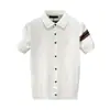 Nuevo Cárdigan de Punto de Manga Corta a Rayas de Color Contrastante para Hombre Primavera/Verano 2026, Camisa de Punto de Manga Media Moderna y Elegante