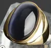 R0021-HK03 Anillo Retro Elegante de Acero de Titanio con Gema para Hombres y Mujeres Anillo de Joyería Simple de Moda Retro Anillo