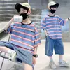 Camiseta de Verão de Manga Curta para Meninos 2026 Nova Roupa de Verão Infantil para Meninos, Algodão Puro Manga Meia Manga Marca Tendência para Crianças Maiores