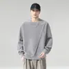 Moletom de manga comprida resistente estilo americano para homens, novo modelo outono 2026, design diagonal, casual e versátil, blusa de manga comprida com gola redonda