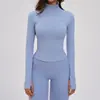 Jaqueta de Fleece Escovado Transfronteiriça com Gola Alta, Mangas Longas, Zíper, Top de Corte Justo para Esportes ao Ar Livre, Corrida e Fitness 7025