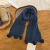 Bufanda larga de moda para niños, de color liso, minimalista, con seis bolas, bufanda tejida elegante y versátil para otoño e invierno, calentador de cuello de abrigo cálido, moderno