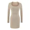 Vestido mini ruchado de manga corta con cuello cuadrado, estilo 'chica hot' puramente deseable para mujer, nuevo vestido bodycon ajustado sexy de verano