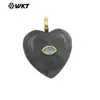 Wt-P2042 Joyería de Piedras Preciosas con Forma de Corazón Tridimensional, Obsidiana, Lapislázuli y Circonita Incrustada - Pendientes, Collar, Colgante