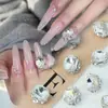 Joyería para uñas de celebridad de internet fina huevo de paloma óvalo taladro apilado producto terminado destello explosivo blanco de alta transparencia rosa taladro apilado bola al por mayor
