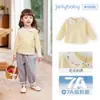 Nueva Camiseta de Color Sólido de Manga Larga para Niñas de Otoño, Top Holgado Estilo Coreano para Niños Pequeños, Camiseta Básica Cómoda y Amigable con la Piel para Niños