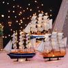 Velero de Madera Maciza Estilo Mediterráneo Regalo de Cumpleaños para Estudiante Decoración de Escritorio Modelo de Barco Navegación Suave