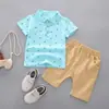 Ropa Infantil Transfronteriza Verano Nuevo Ropa de Verano Niños Bebé Infantil Traje Infantil Camisa Conjunto de Manga Corta Conjunto de Dos Piezas