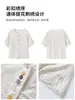 Camisa bordada de cuello redondo para mujer, manga tres cuartos, diseño de verano 2026, top bordado con botones coloridos, camisa de algodón puro
