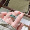 Anillo de dedo anillo anillo de jade con incrustaciones de temperamento vintage versátil para mujer de plata S925 chapada en imitación calcedonia piedra desnuda hielo azul flor flotante