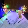 Nova Tiara de Galhos de Rena Brilhantes de Natal, Faixa de Cabelo Piscante, Adorno de Cabeça de Fada, Versátil para Festas de Natal e Mercados Noturnos