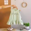 Vestido de niña para verano 2025, nuevo y elegante estilo de verano para bebés, vestido de verano ligero sin mangas, disponible para venta al por mayor