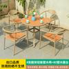 Mesa y Silla de Balcón para Exterior Impermeable Ocio Jardín Balcón Exterior Exterior Protección Solar Ratán Plástico Madera Mesa Redonda Mesa y Silla de Hotel