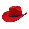 Chapéu de Cowboy de Lã Ocidental Novo Estilo Transfronteiriço Chapéu Jazz Chapéu Alto de Uma Linha Chapéu de Aba Larga Yzd128