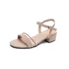 Sandalias de Verano para Mujer 2026 Estilo Nuevo Tacón Medio Tacón Grueso Estilo Hada Moda Elegante de Una Correa Zapatos para Mujer