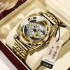 Reloj Tourbillon Retro Tallado Auténtico para Hombre, Automático, Luminoso, Hueco, Deportivo, de Moda, No Mecánico
