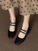 Zapatos de tacón grueso plateados de estilo retro francés para mujer, con punta cuadrada, boca poco profunda y hebilla de correa, tipo Mary Jane, para Primavera y Otoño 2025