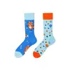 Calcetines de Moda Originales Asimétricos Estilo AB para Mujer Calcetines de Algodón de Verano Zhejiang Arte de Dibujos Animados Personalizado Calcetines de Algodón de Tubo Medio para Hombres y Mujeres