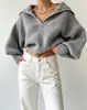 Bestseller da Amazon 2026 Comércio Exterior Europeu e Americano Outono/Inverno Novo Suéter de Tricô Pulôver com Gola Reversível e Top de Shorts Feminino