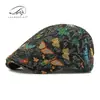 Nuevo Sombrero Boina para Mujer Otoño/Invierno Estilo Étnico Personalizado Jacquard Retro Boina Pico de Pato Gorra Adelantada