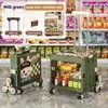 Carrinho de Compras Doméstico de Grande Capacidade com Rodas, Carrinho de Camping Portátil Dobrável para Compras de Supermercado e Retirada de Pacotes