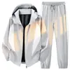 Conjunto Deportivo para Pareja Hombres Nuevo Primavera y Otoño Holgado Talla Grande Cárdigan Casual Chaqueta con Cuello Alto y Pantalones Conjunto de Dos Piezas
