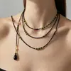 Collar de lujo con esmalte de colores claros para mujer, estilo francés, con costuras de hadas, cadena de clavícula de color, nuevo estilo de nicho 2025.