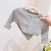 Camiseta base de primavera y otoño para mujer y niño, ropa infantil de estilo occidental para bebé, personalidad infantil, moderna, coreana, color caramelo, elástica, de punto acanalado