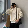 Sudadera con capucha de peso pesado, cuello alto, media cremallera, para hombre, marca americana de tendencia, holgada, casual, prenda exterior, Otoño