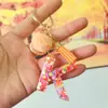 Chaveiros de letra com pompom estilo europeu e americano, chaveiros de letra em formato de coração de resina de cristal para meninas