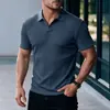 Comercio exterior transfronterizo primavera y otoño europeo y americano polo de punto a rayas con cuello de botones camiseta de manga corta para hombre