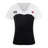 Camiseta Retro Americana para Mujer 2026 Verano Nuevo Color Bloqueado Ajustada de Manga Corta Top de Moda