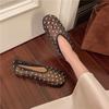 Sandálias Vazadas com Strass e Tela Estilo Coreano para Mulheres Verão 2025 Nova Moda Versátil Sapatos Baixos