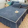 Saia de Cama Aveludada Leite Classe A Peça Única Cobertor de Cama Fleece Coral Capa de Cama Espessa Renda Lençol de Cama Flanela Borda Franzida Cobertor de Cama Matelassado