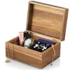 Caja de recuerdos de madera, caja de memoria grande de acacia con tapa abatible, adecuada para almacenar fotos