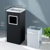 Cubo de basura de acero inoxidable para baño con apertura directa sin tapa, tapa abatible lateral, cubo de basura cuadrado comercial para entrada de ascensor