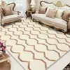 Alfombra Transfronteriza Geométrica de Lujo Ligero Estilo Americano, Rayas Simples, Lavable, Antideslizante, Adecuada para Sala de Estar y Dormitorio, Plegable