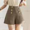 Shorts Casuales para Mujer 2026 Verano Nuevos Shorts de Traje de Cintura Alta Versátiles Abotonados Sueltos de Línea A de Pierna Ancha Pantalones Cortos Calientes para Mujer
