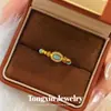Anillo estilo transmisión en vivo de estilo antiguo con baño de oro y cuentas imitación turquesa, nuevo anillo versátil exquisito estilo chino, regalo para novia