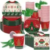 Mm352 Decoración de Suéter Navideño Feo Vajilla para Fiesta Navideña Set de 4 Piezas para 8 Personas Plato de Papel Navideño Vaso de Papel