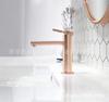 Grifo de baño Kaiping Youjia de cobre con un solo orificio y acabado en oro rosa cepillado, grifo monomando para lavabo 30080